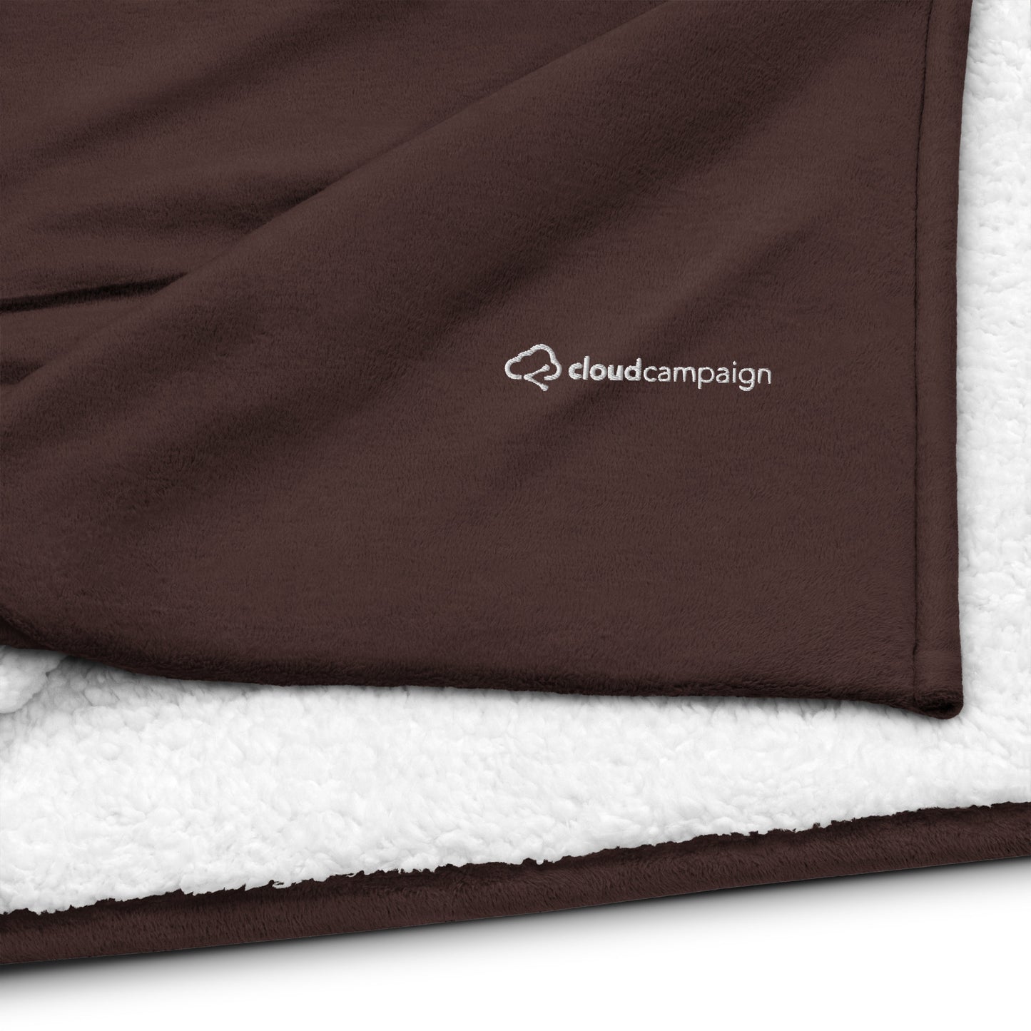 Premium sherpa blanket w/ white Cloud Campaign embroidery