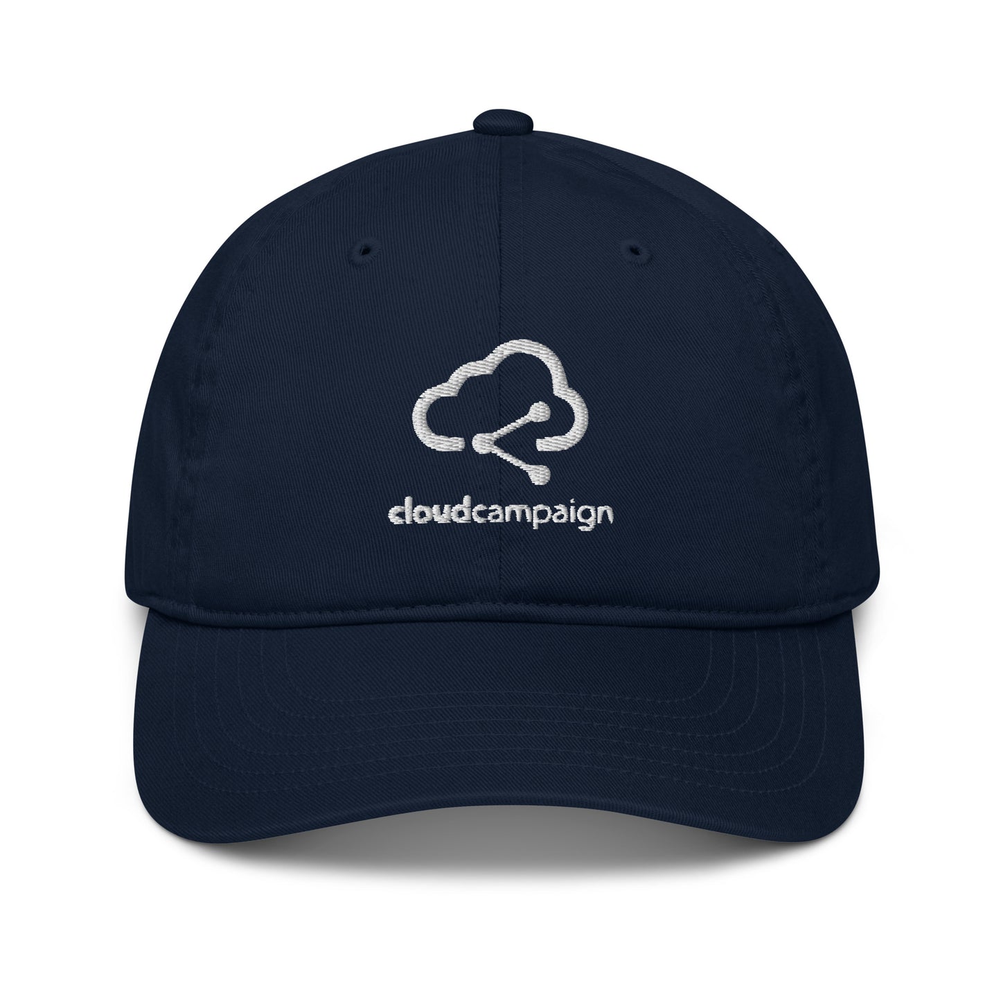Organic dad hat w/ white Cloud Campaign embroidery