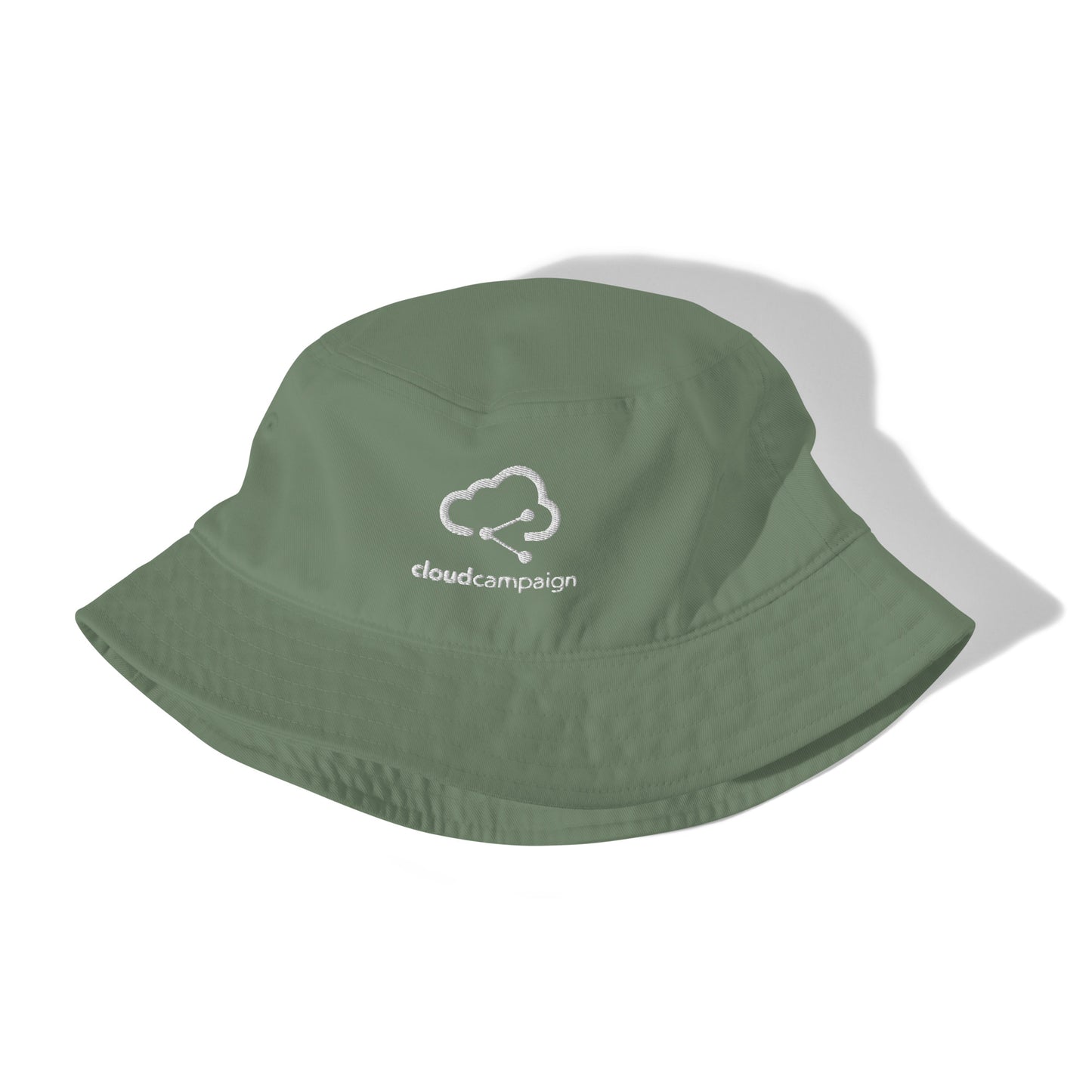 Organic bucket hat w/ white Cloud Campaign embroidery
