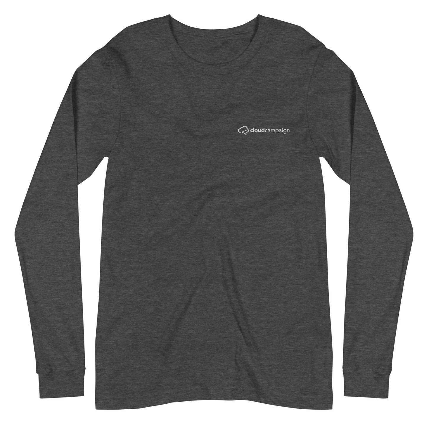 Unisex Long Sleeve Tee w/ white Cloud Campaign embroidery