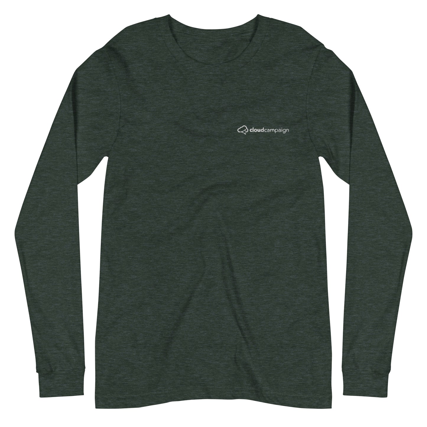 Unisex Long Sleeve Tee w/ white Cloud Campaign embroidery