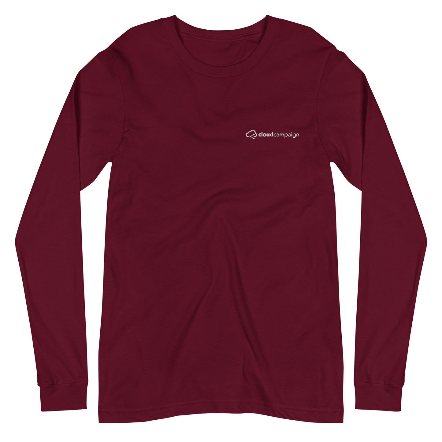 Unisex Long Sleeve Tee w/ white Cloud Campaign embroidery