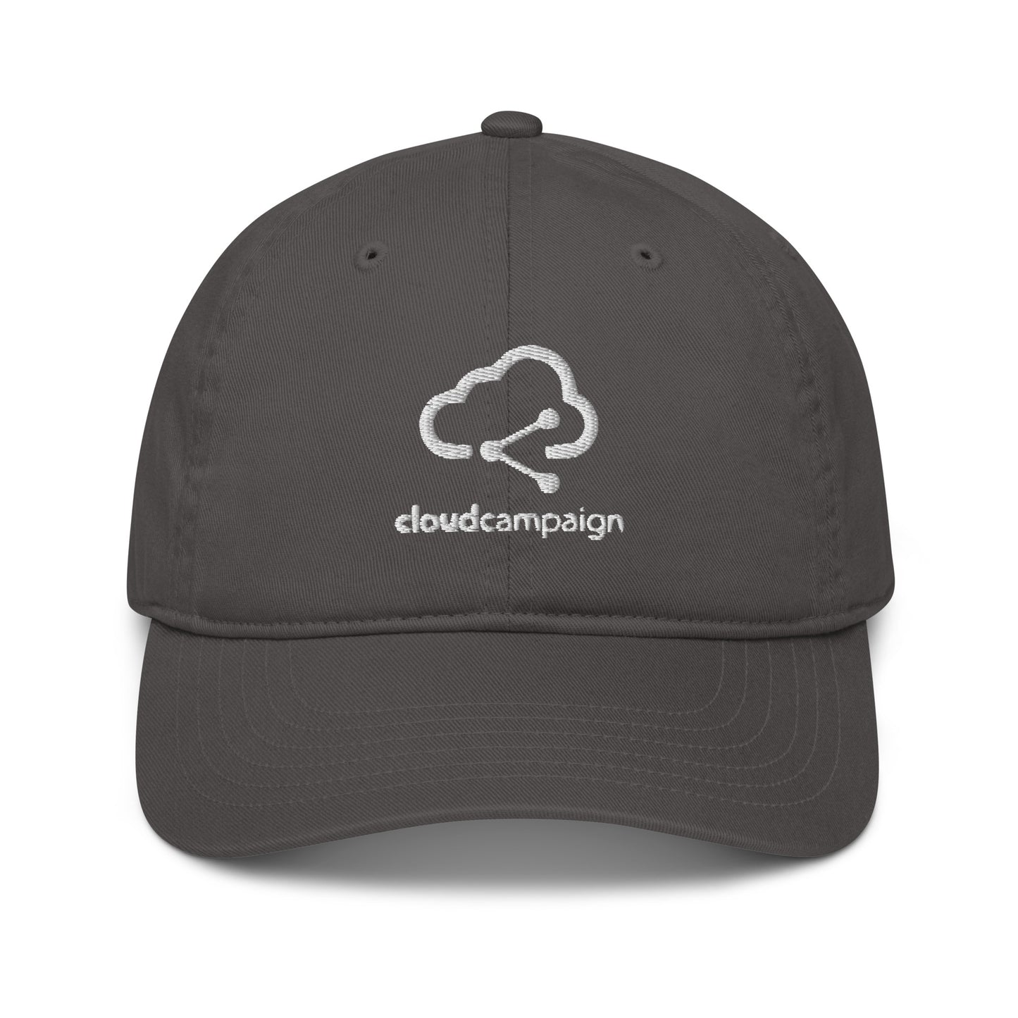 Organic dad hat w/ white Cloud Campaign embroidery
