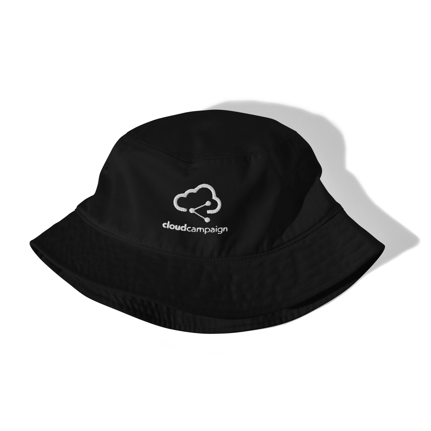 Organic bucket hat w/ white Cloud Campaign embroidery