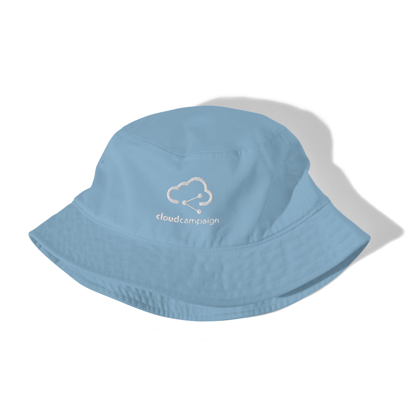 Organic bucket hat w/ white Cloud Campaign embroidery