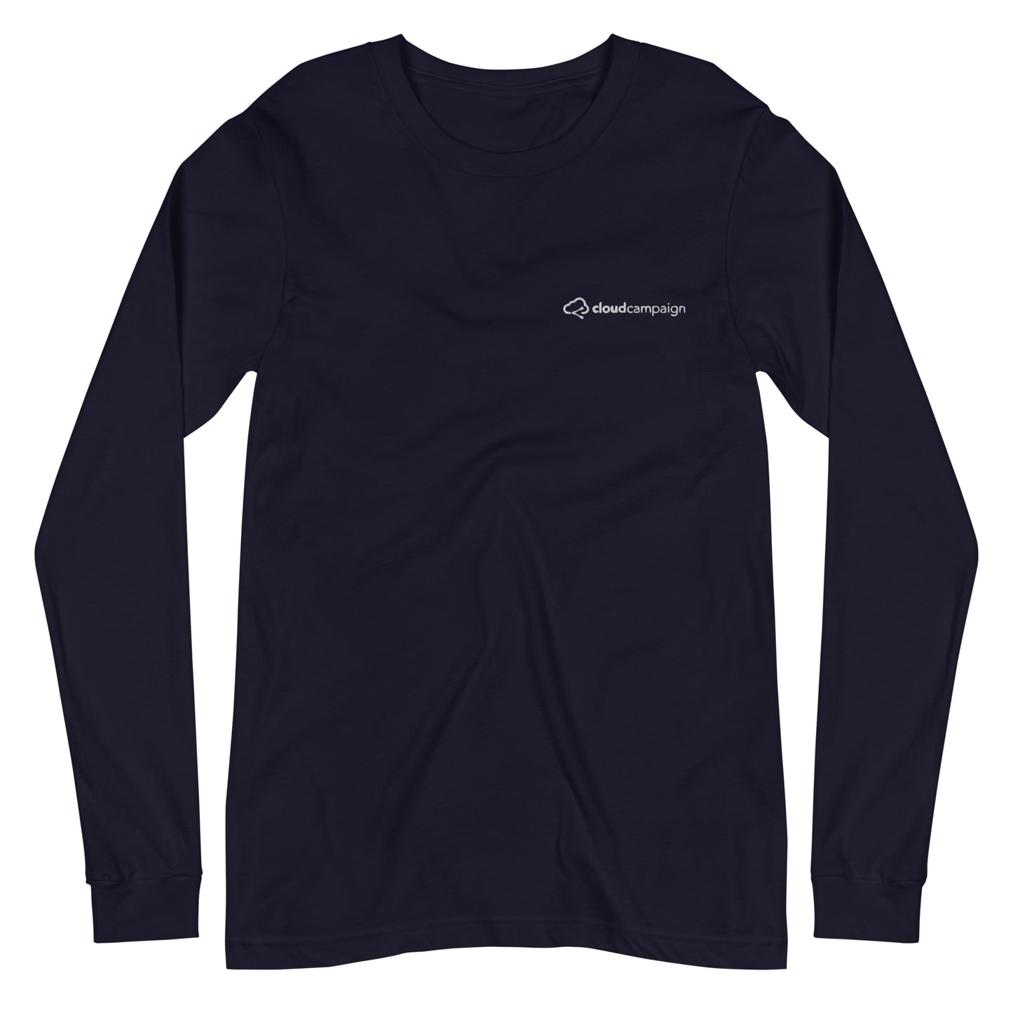 Unisex Long Sleeve Tee w/ white Cloud Campaign embroidery