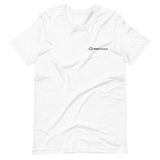 Unisex t-shirt w/ black Cloud Campaign embroidery